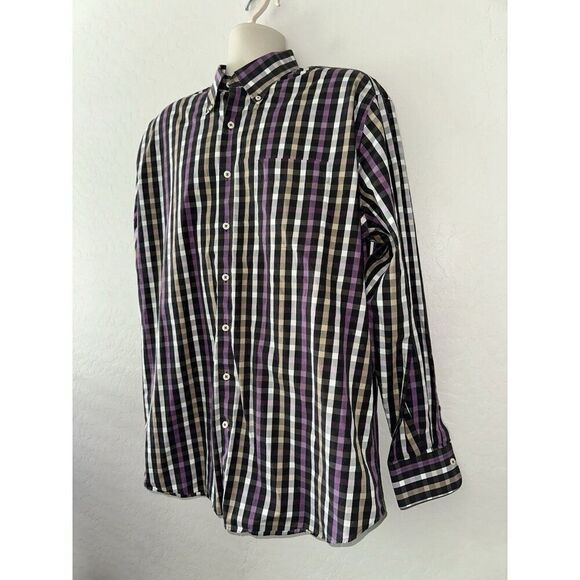 Peter Millar Crown Long Sleeve Weekender Wash Check Button Shirt Size XL Office - Picture 2 of 7
